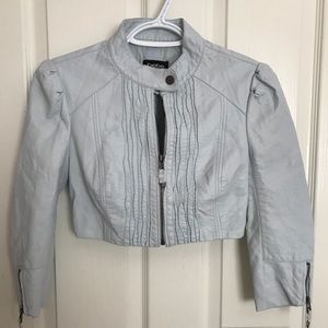Bebe cropped leather jacket